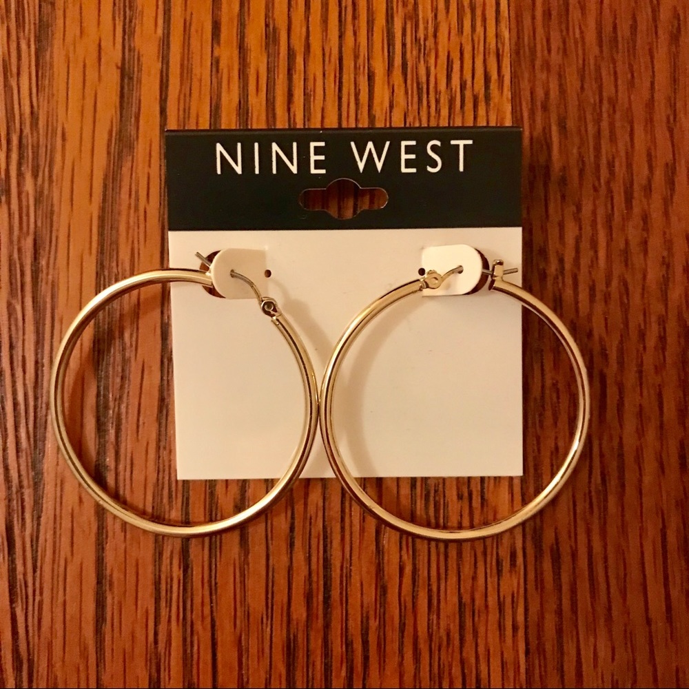 Gold Nine West Hoop Earrings